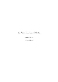 One Variable Advanced Calculus