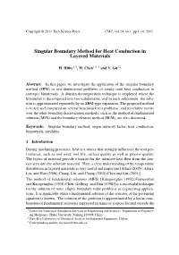 Singular Boundary Method for Heat Conduction in Layered Materials