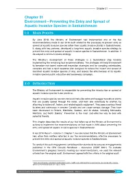 31 Environment—Preventing the Entry and Spread of Aquatic Invasive Species in Saskatchewan