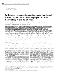 Evidence of High Genetic Variation Among Linguistically Diverse Populations on a Micro-Geographic Scale: a Case Study of the Italian Alps