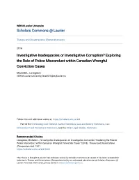 Exploring the Role of Police Misconduct Within Canadian Wrongful Conviction Cases
