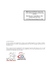 Highly Protected Marine Reserves: Defining Damaging and Disturbing Activities