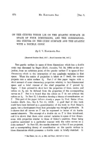On the Curves Which Lie on the Quartic Surface in Space of Four Dimensions, and the Correspond