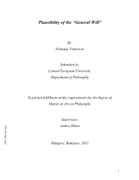 Plausibility of the “General Will” ______1