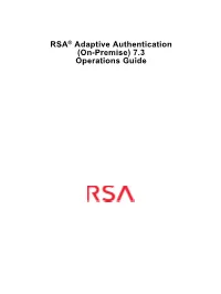 RSA Adaptive Authentication (On-Premise) 7.3 Operations Guide