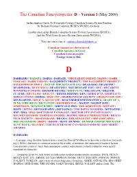 The Canadian Fancyclopedia: D – Version 1 (May 2009)