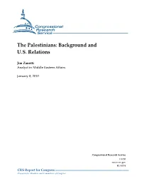 The Palestinians: Background and U.S