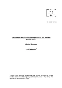 Background Document on Preimplantation and Prenatal Genetic Testing