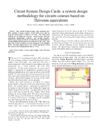 Circuit System Design Cards: a System Design Methodology for Circuits Courses Based on Thévenin Equivalents Neil E