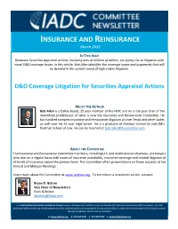 D&O Coverage Litigation for Securities