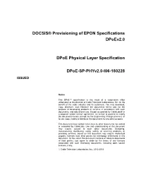 DOCSIS® Provisioning of EPON Specifications Dpoev2.0 Dpoe