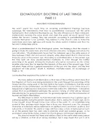 Eschatology: Doctrine of Last Things Part 11