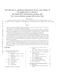 Introduction to Quantum Information Theory and Outline of Two