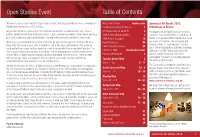 Open Studios Event Table of Contents