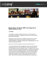 Warner Bros. TV Group CMO Lisa Gregorian to Depart at End of Year