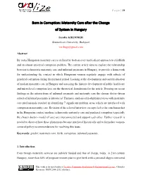 Born in Corruption: Maternity Care After the Change of System in Hungary