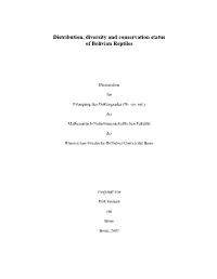 Distribution, Diversity and Conservation Status of Bolivian Reptiles