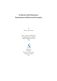 Feedback and Performance: Experiments in Behavioral Economics
