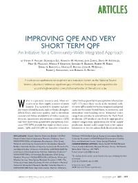 IMPROVING QPE and VERY SHORT TERM QPF an Initiative for a Community-Wide Integrated Approach