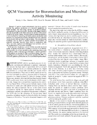 QCM Viscometer for Bioremediation and Microbial Activity Monitoring Wesley A