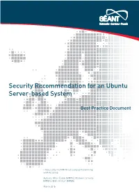 Security Recommendation for an Ubuntu Server-Based System