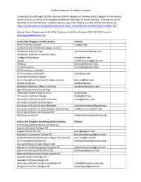 (SVA) Chapters in the State of South Carolina As Well As Some Chapters That Border the State of South Carolina