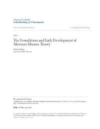 The Foundations and Early Development of Mormon Mission Theory