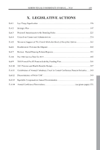 X. Legislative Actions