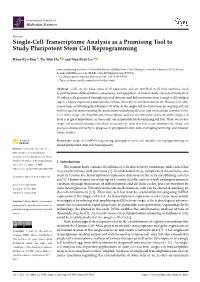 Single-Cell Transcriptome Analysis As a Promising Tool to Study Pluripotent Stem Cell Reprogramming