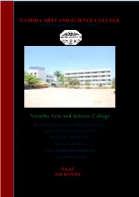 SSR REPORT NANDHA ARTS and SCIENCE COLLEGE (Affiliated to Bharathiar University, Coimbatore)