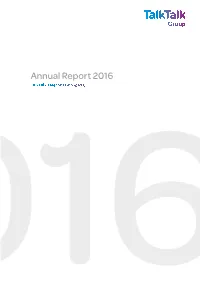 Talktalk Telecom Group PLC Annual Report 2016 Strategic Report
