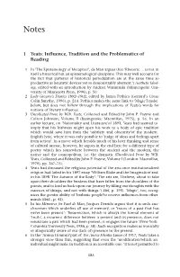1 Yeats: Influence, Tradition and the Problematics of Reading