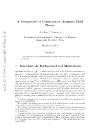 A Perspective on Constructive Quantum Field Theory