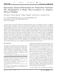 Harnessing Thermal Fluctuations for Purposeful Activities: the Manipulation of Single Micro-Swimmers by Adaptive Photon Nudging†