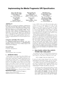 Implementing the Media Fragments URI Specification