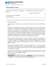 M2021: Pharmacogenetic Testing