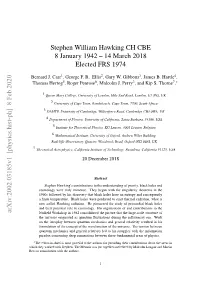 Stephen William Hawking: a Biographical Memoir