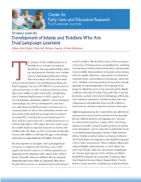 Development of Infants and Toddlers Who Are Dual Language Learners