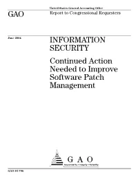 GAO-04-706 Information Security: Continued Action Needed To
