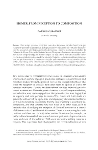 HOMER, from RECEPTION to COMPOSITION Barbara Graziosi