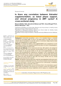 Is There Any Correlation Between Estradiol Supplementation, As Luteal Phase Support, and Clinical Pregnancy in ART Cycles?