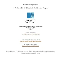Lee Strasberg Papers