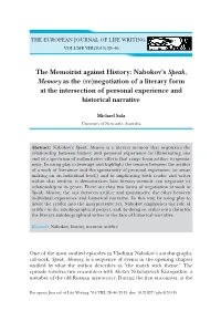 Nabokov's Speak, Memory As