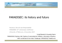 PARADISEC: Its History and Future