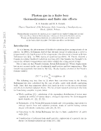 Photon Gas in a Finite Box: Thermodynamics and Finite Size Effects
