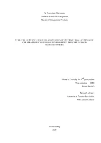 St. Petersburg University Graduate School of Management Master in Management Program STAKEHOLDERS' INFLUENCE on ADAPTATION OF