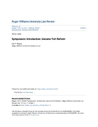 Symposium: Introduction: Genuine Tort Reform