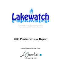 2013 Pinehurst Lake Report