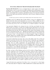 Inaugural Speech of the Honourable Ben Franklin