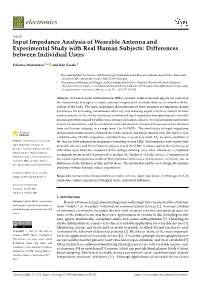 Input Impedance Analysis of Wearable Antenna and Experimental Study with Real Human Subjects: Differences Between Individual Users